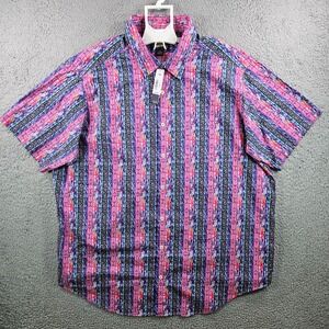 NEW Cremieux Casual‎ Shirt Men 2XB Stretch Graphic Short Sleeve Colorful Striped